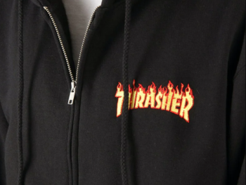 Hoodie Zip Thrasher Flame Negro