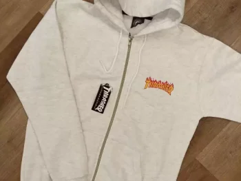 Hoodie Zip Thrasher Flame Gris